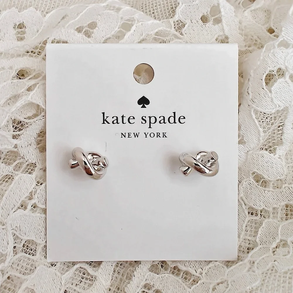 Kate Spade Sailor's Knot Studs‎ OS Silver Nautical Preppy Minimalist Earrings